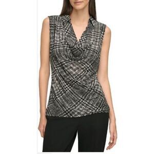 Tommy Hilfiger Women's Printed Cowlneck Sleeveless Top M